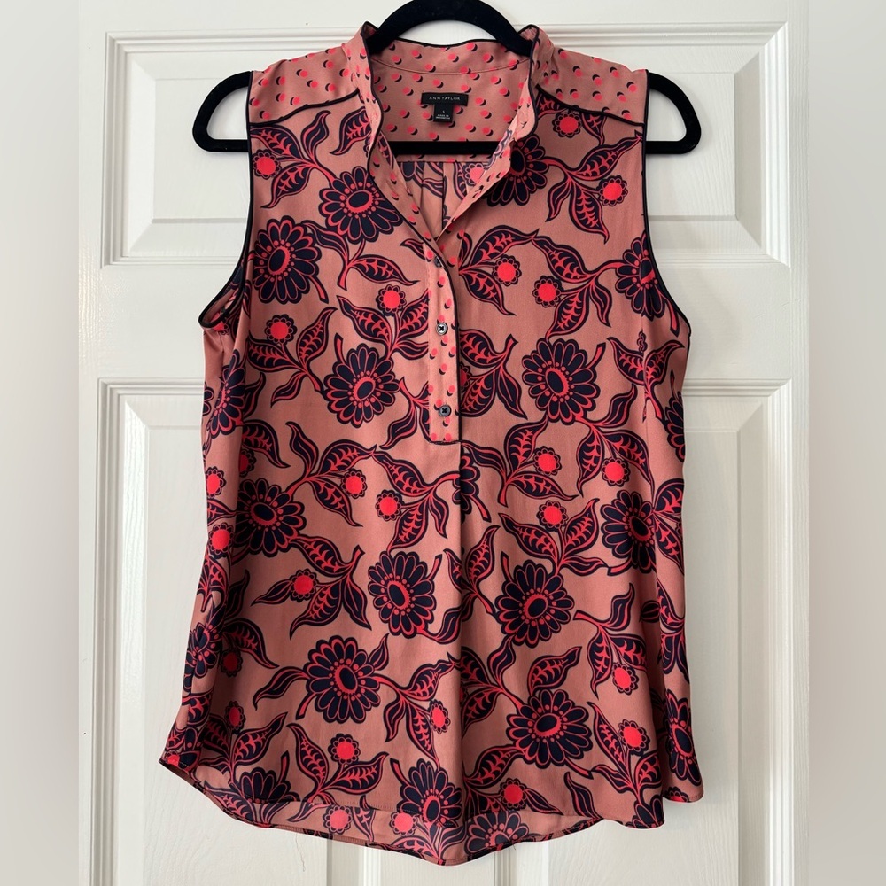 Ann Taylor Floral Sleeveless Blouse